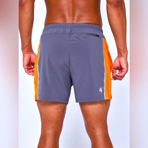 FOURLAPS - Mens XXL, Bolt Short 5”, Charcoal and Orange - Picture 1 of 14